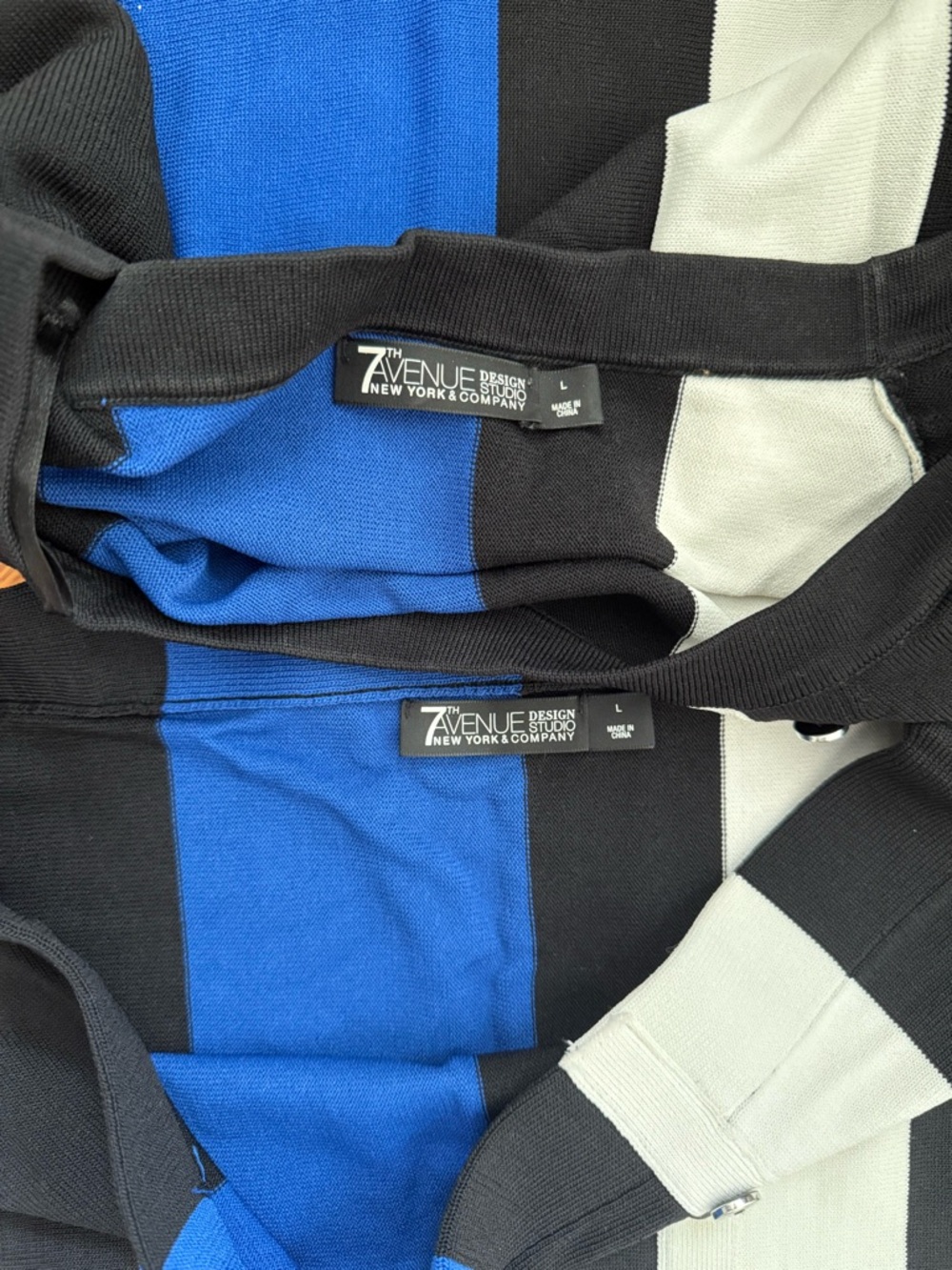 New York & Company Black Pencil Skirt with Blue and Light Gray Vertical Panels - Picture 2 of 2